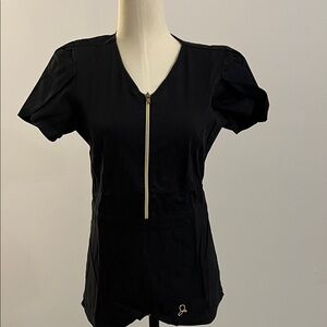 Jaanuu Black Women's Tulip Scrub Top